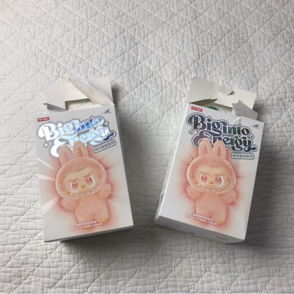 Two POP MART Labubu "LUCK" BIG INTO ENERGY Series V3 The Monsters Collectible